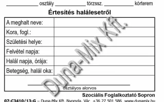 Értesítés halálesetről 1